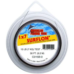 AFW TOOTH PROOF STAINLESS STEEL LEADER-Single Strand Wire-44LB Test 30FT  BRIGHT