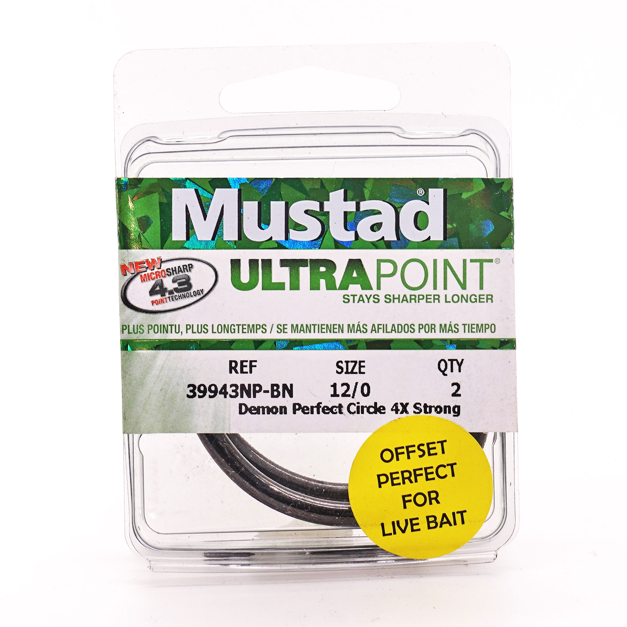6 Pack Mustad 39943BLN-70 Ultra Point Size 7/0 4X Strong Demon Circle Hook