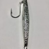 Jigging World Diamond Jigs with Tail Hammered Chrome with Red Tail / 1 oz